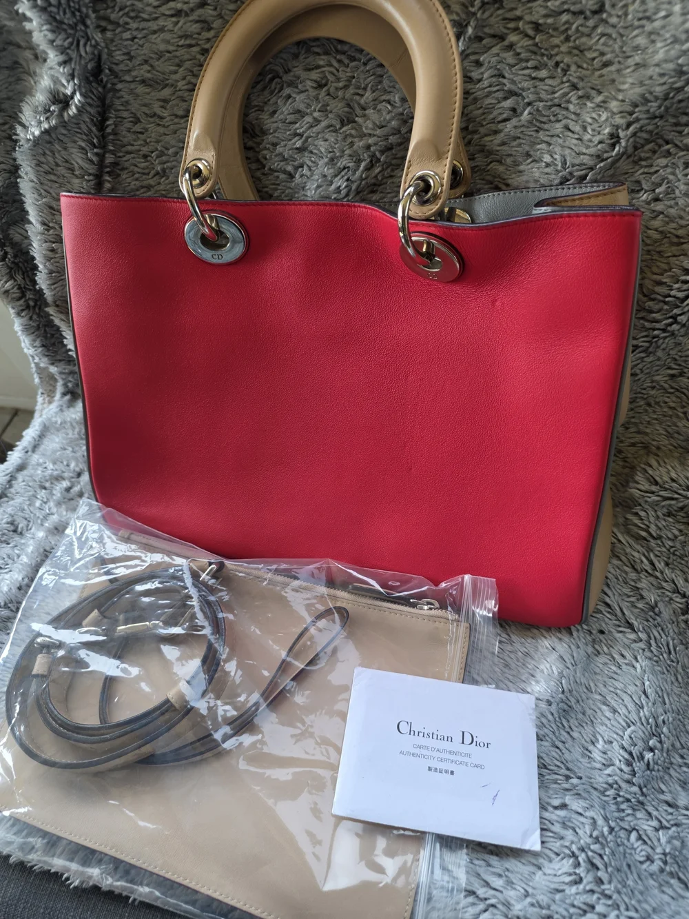 Dior Pink and Beige Leather Top-Handle Tote
